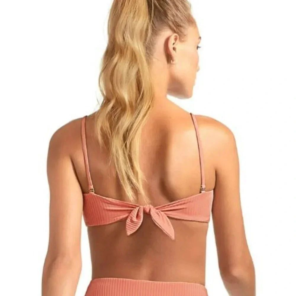 Vitamin A Mila Bandeau in soft coral & Luciana Hipster Bottom in verano stripe - Picture 5 of 14